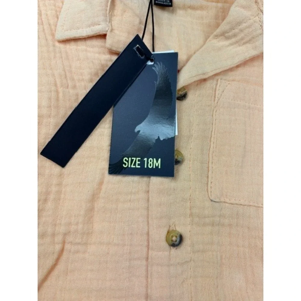 American Hawk Boys‎ 2 Piece Set 18M Apricot Gauze Cotton Shirt Shorts Outfit